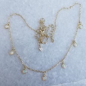 22k yellow gold plated fire opal necklace 16.5"